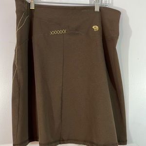 Great Mountain Hard Wear hiking/casual a line brown embroidered skirt, size L P